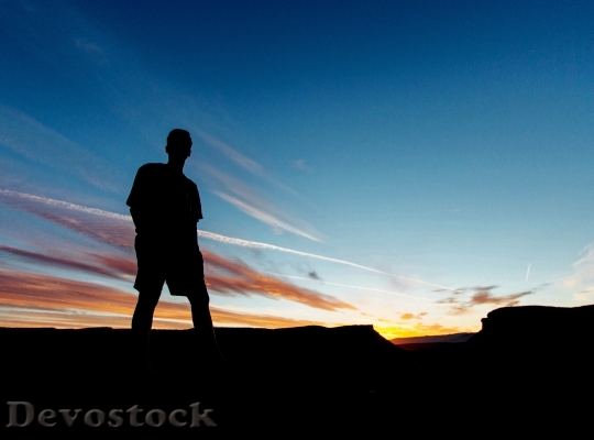 Devostock Man Silhouette Sunset 1205259