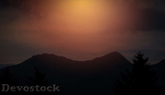 Devostock Mountains Outline Sunset Nature