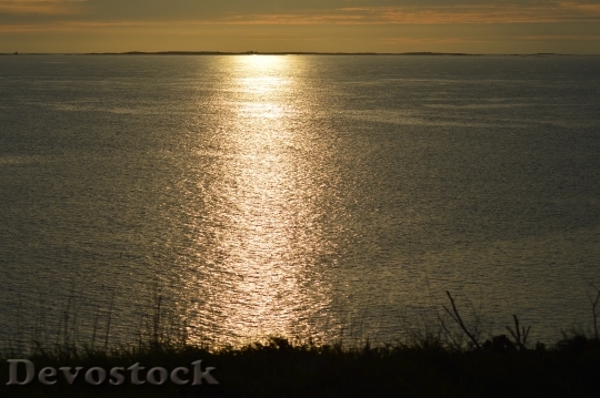 Devostock Ocean Reflection Sun Sunset