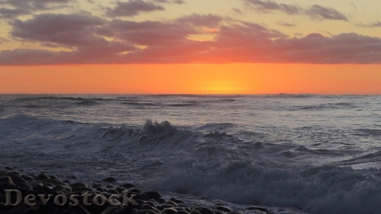 Devostock Ocean Sunset Waves Sea