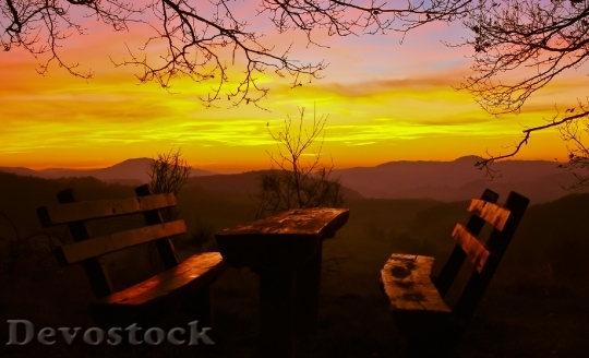 Devostock Resting Place Picnic Sunset