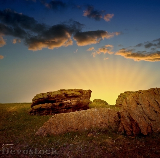 Devostock Rocks Stones Sky Sunset
