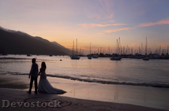Devostock Romantic Wedding Couple Beach