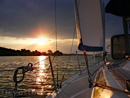 Devostock Sailboat Water Sunset Vacation