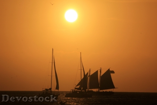 Devostock Ships Sun Sunset Ocean