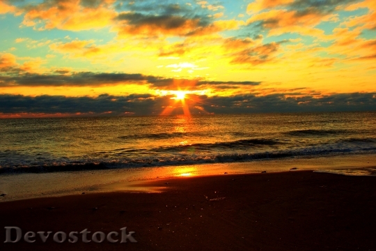 Devostock Sunrise Beach Sun Ocean