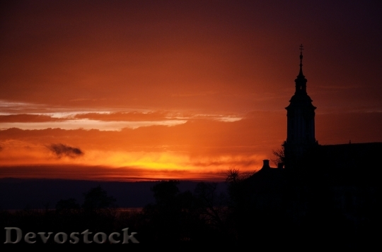 Devostock Sunset Church Sun Colors