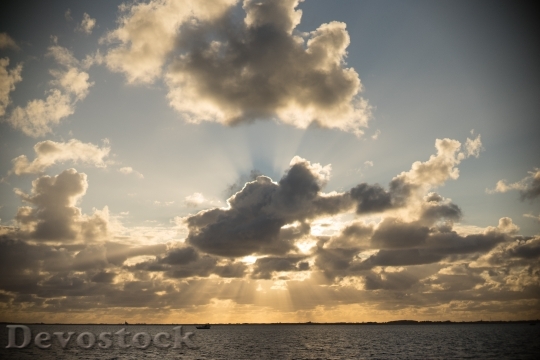 Devostock Sunset Clouds Sea Ocean 0
