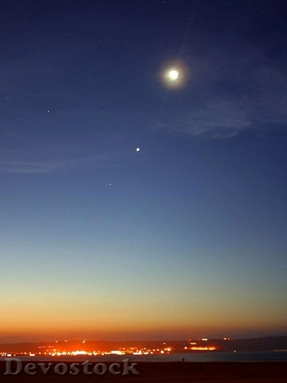 Devostock Sunset Evening Moon Stars