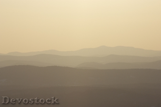 Devostock Sunset Fog Misty Mountain