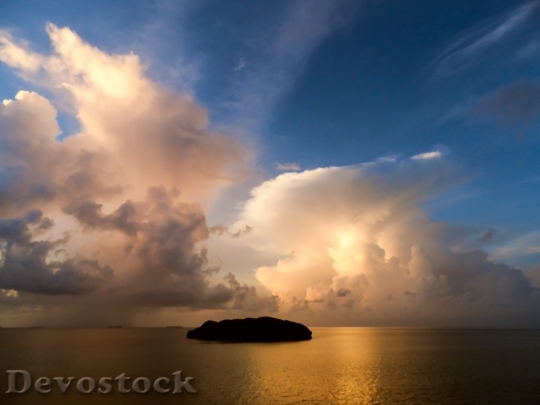 Devostock Sunset Island Water Sky