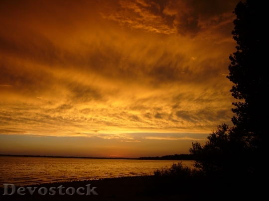 Devostock Sunset Lake Abendstimmung Nature 1
