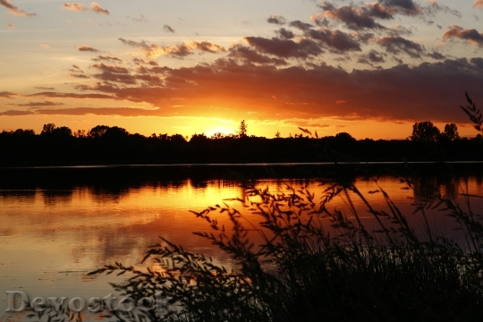 Devostock Sunset Lake Water Sky 4