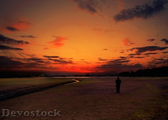 Devostock Sunset Landscape Photo Photography