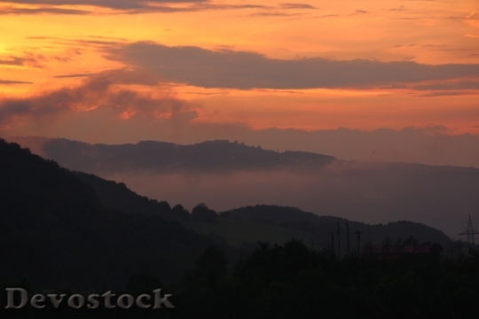 Devostock Sunset Landscape Romania Hill