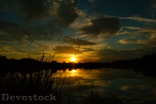 Devostock Sunset Nature Water Silence 0