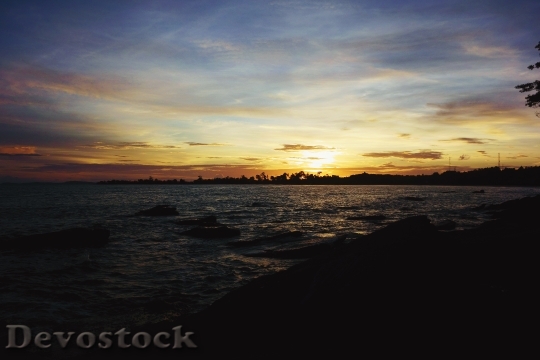 Devostock Sunset Ocean Colorful Sky