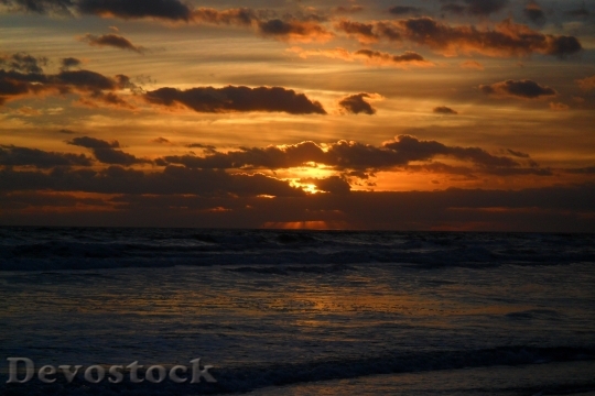 Devostock Sunset Ocean Nature Silhouette