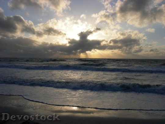 Devostock Sunset Ocean Sun Clouds