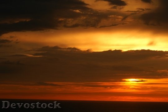 Devostock Sunset Ocean Twilight Clouds