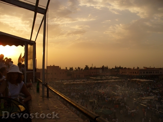 Devostock Sunset Over Marrakech Market
