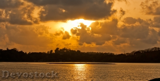 Devostock Sunset Sea Lake Landscape