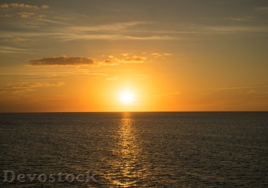 Devostock Sunset Seascape Orange Sky