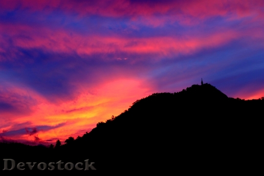 Devostock Sunset Silhouette Gampola Landscape 1