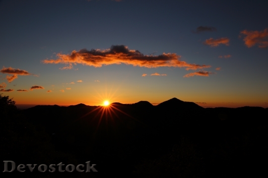 Devostock Sunset Sky Hills Silhouette