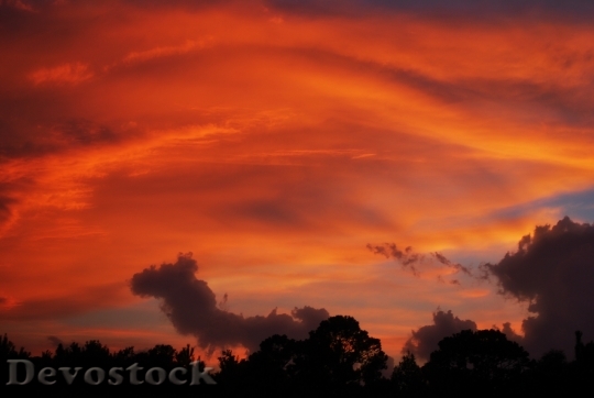 Devostock Sunset Sky Orange Clouds