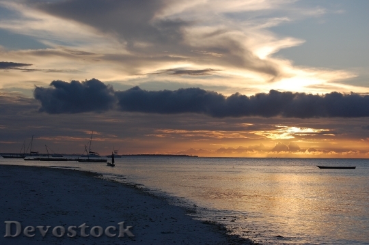 Devostock Sunset Zanzibar Ocean Sea