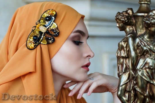 Devostock Veil Girl Hijab Butterfly 4K Nature .jpeg