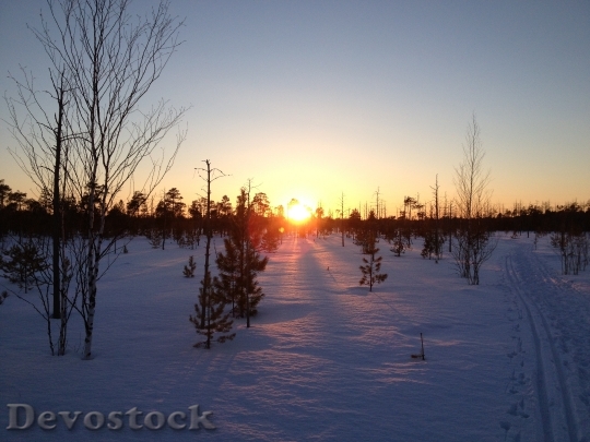 Devostock Winter Landscape Nature Sunset