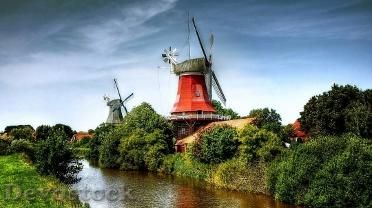 Devostock Dutch windmill in summer