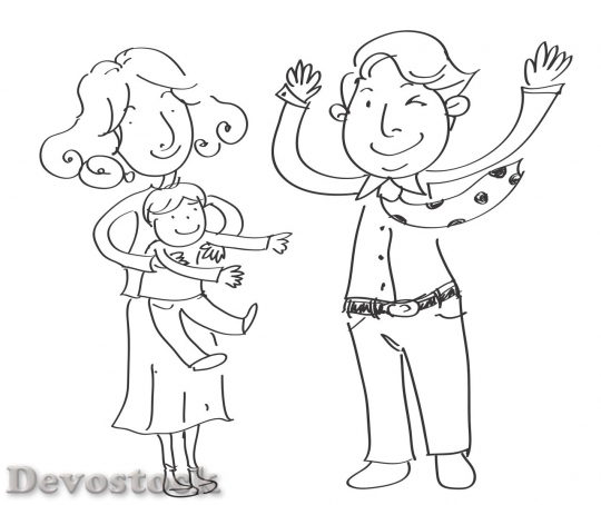 Devostock Family cartoon drawing