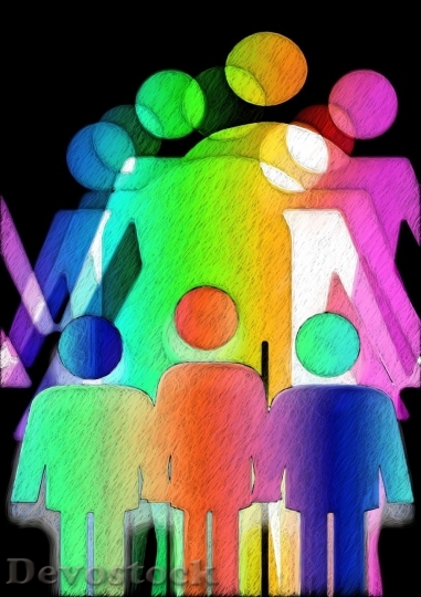Devostock Family drawing rainbow color