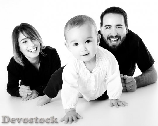 Devostock Parents and baby in black and white
