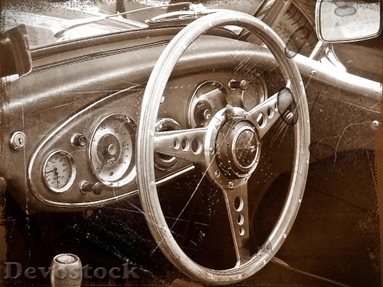 Devostock Antiqued Image Vintage Car