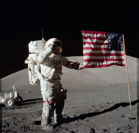 Devostock Astronaut Moon Flag Usa 0