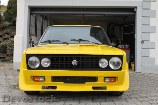 Devostock Auto Car Yellow Fiat