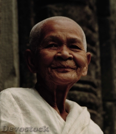 Devostock Beautiful Elderly Woman Buddhist