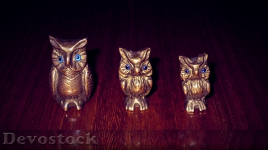 Devostock Birds Owl Statue Family
