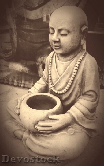 Devostock Buddha Monk Stone Figure 0