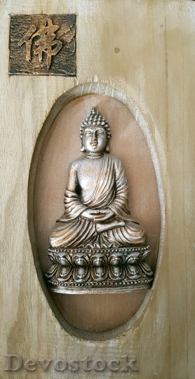 Devostock Buddha Wood Spiritual Buddhism