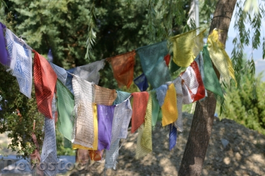 Devostock Buddhism Prayer Flags Tibetan