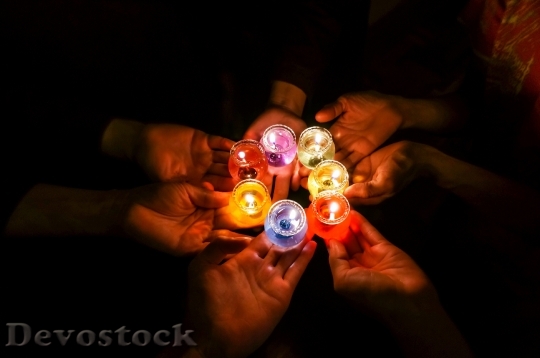 Devostock Candles In Dark Colorful