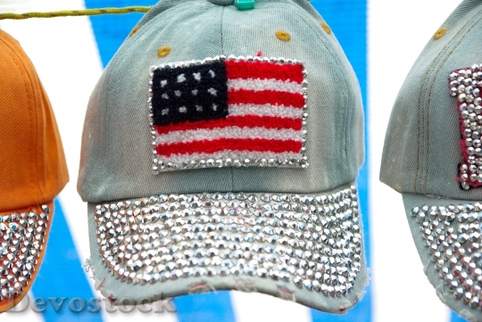 Devostock Caps Usa Flag Diamonds