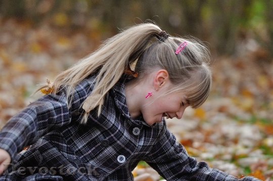 Devostock Child Laugh Girl Autumn