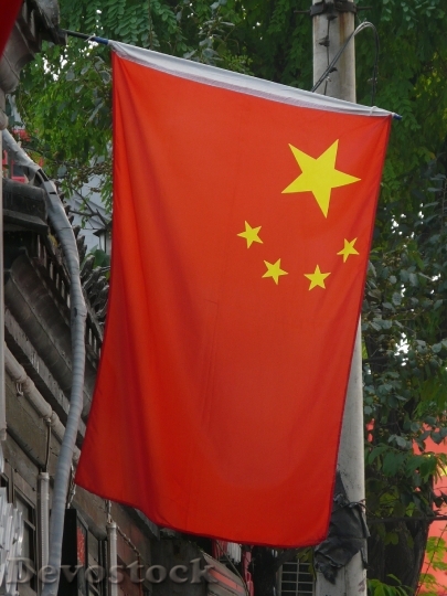 Devostock China Flag Red Stars