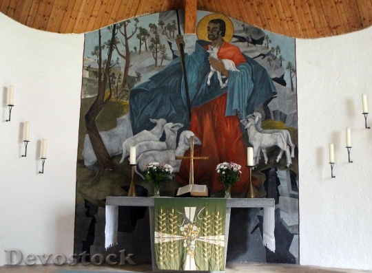 Devostock Church Interior Altar Mural